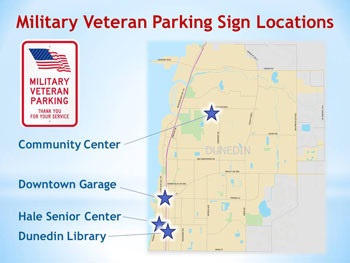 Map of Military Veteran parking sign locations