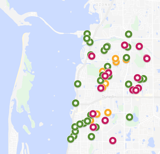 Map of Dunedin Solar Rebate recipients